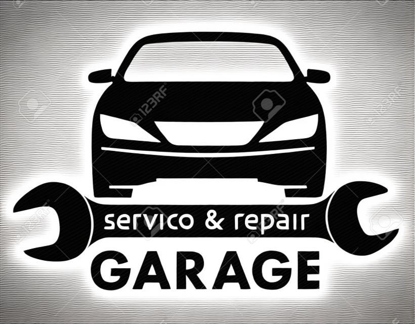 Centrado automático, servicio de garaje y el logotipo de la reparación, plantilla de vectores