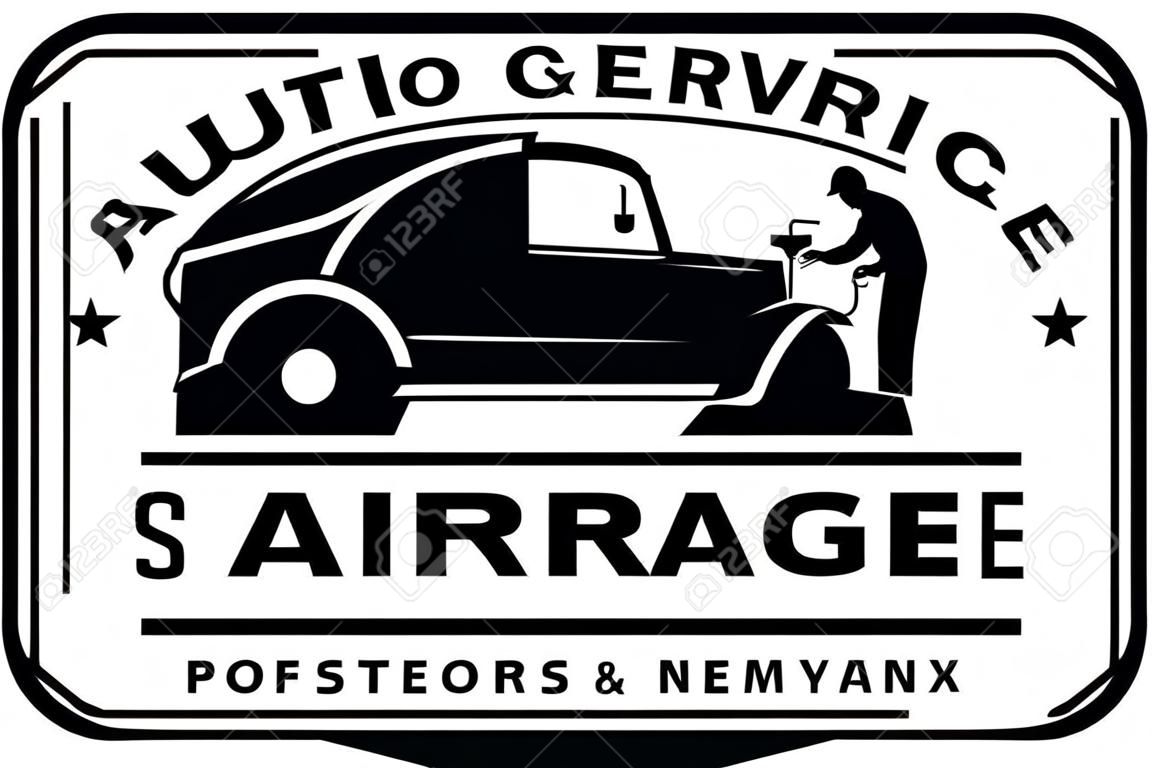 Авто-центр, обслуживание и ремонт гаража логотип, шаблон вектор