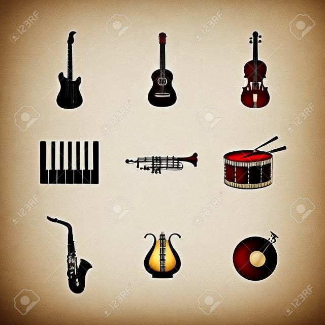 ensemble d'icônes d'instruments de musique