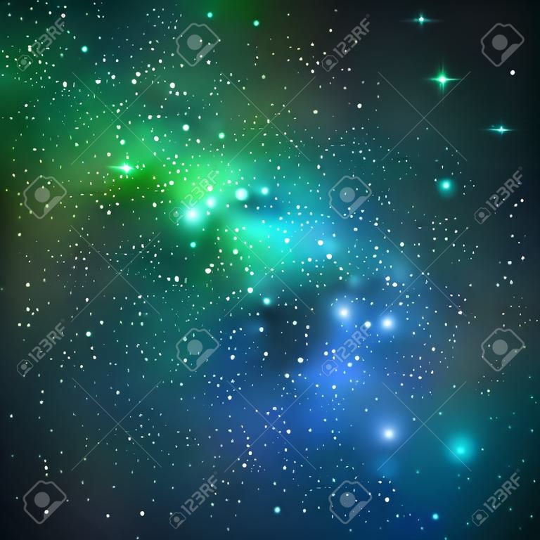 夜空と星の抽象的なベクトルの背景。宇宙天の川のイラスト