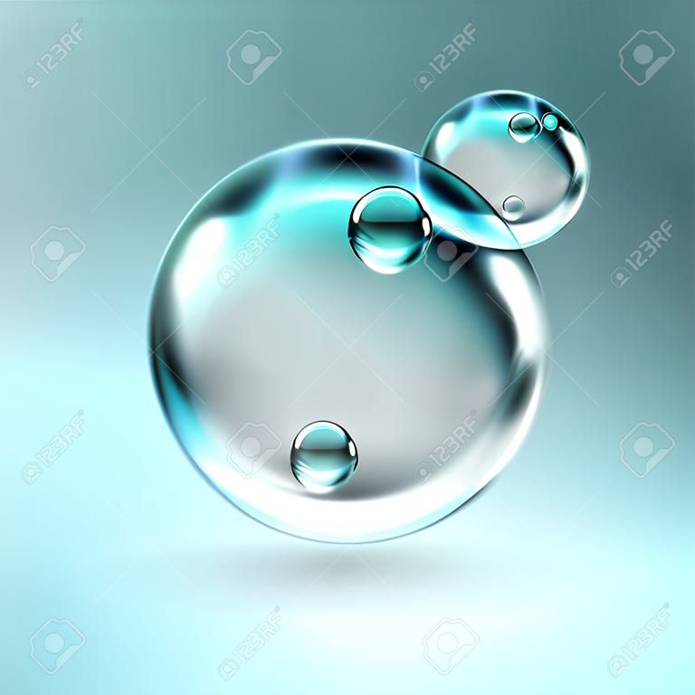 векторные иллюстрации прозрачных свежих блестящих пузырьков воды