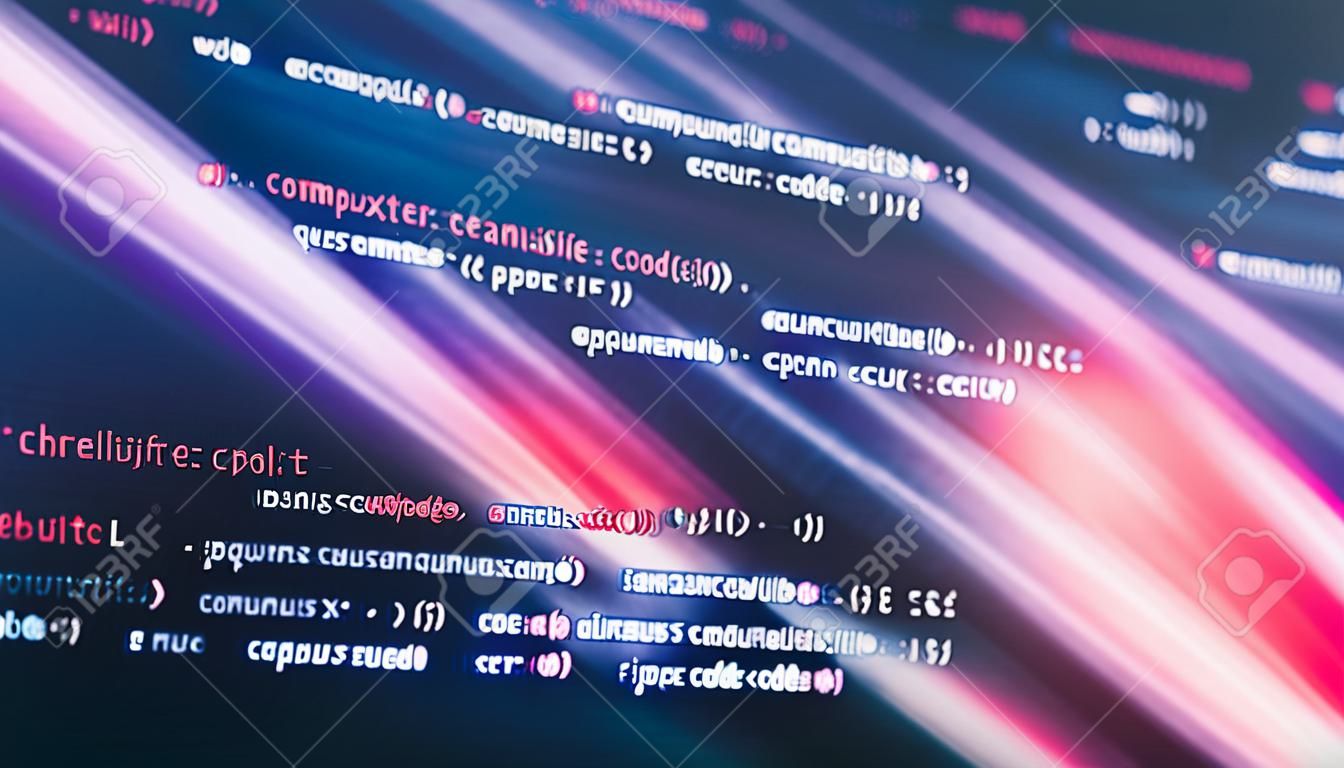 computer code with virtual screen. Programming code
