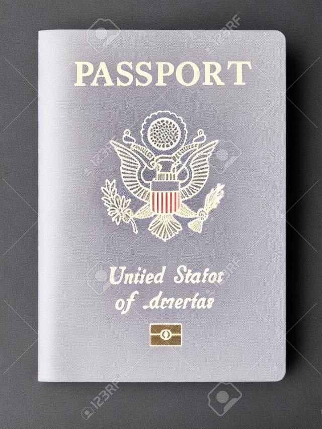Passeport américain sur fond blanc