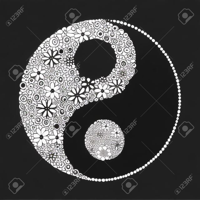illustration vectorielle de fleurs ying yang