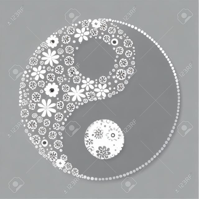 illustration vectorielle de fleurs ying yang