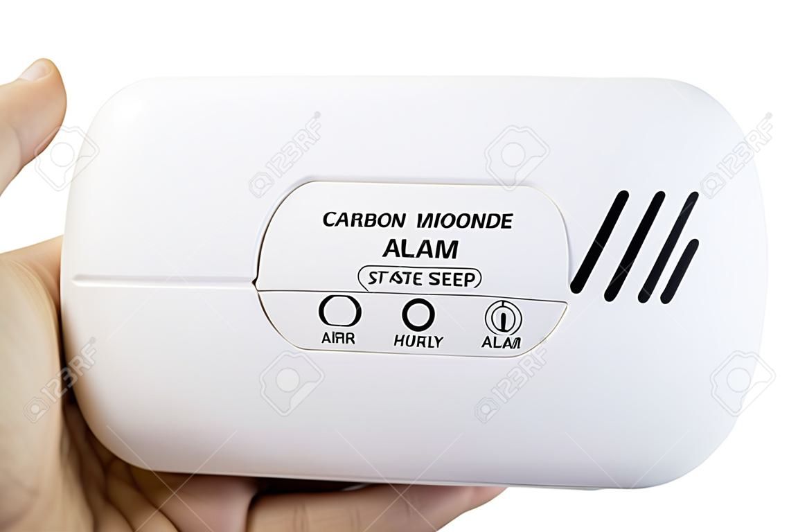 Koolmonoxide alarm voor een veilige slaap op wit