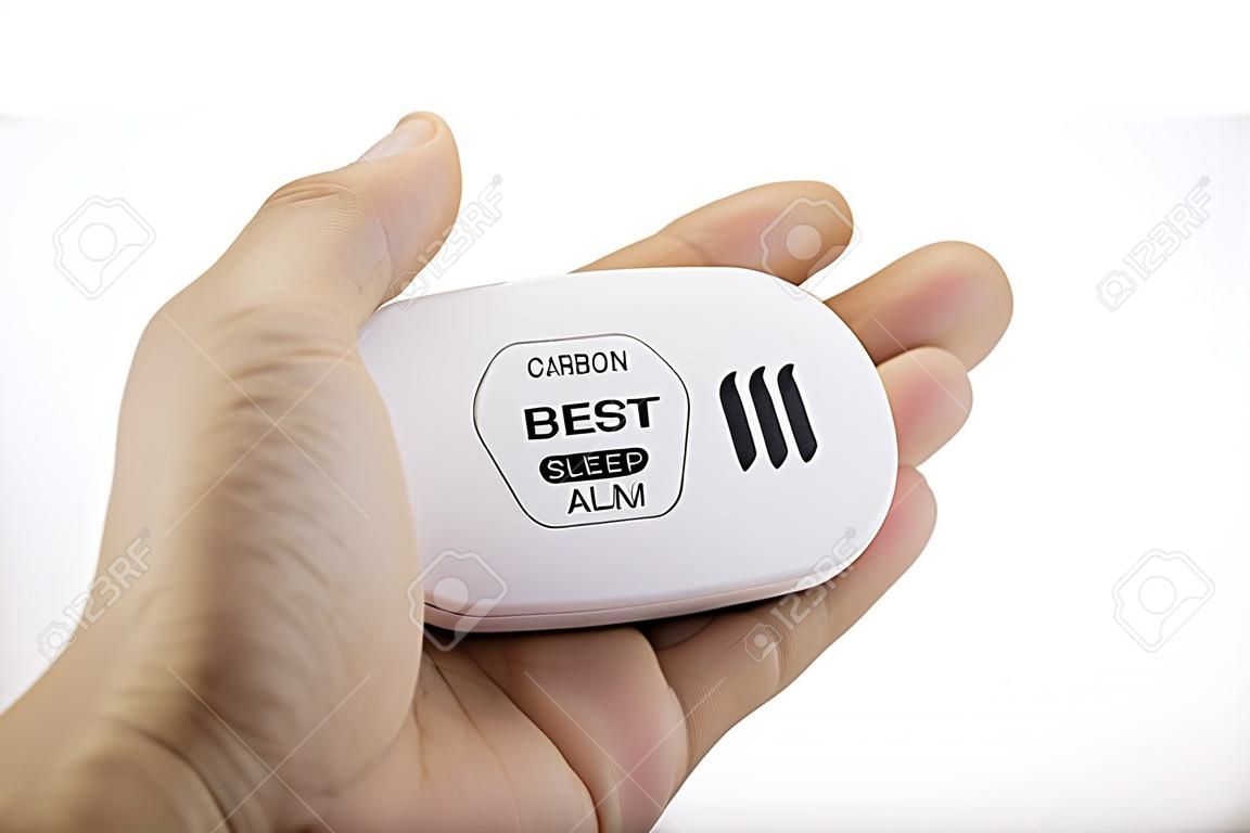Carbon monoxide alarm for safe sleep on white