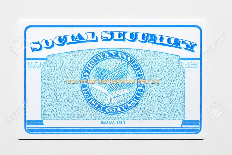 Blank social security card on a white