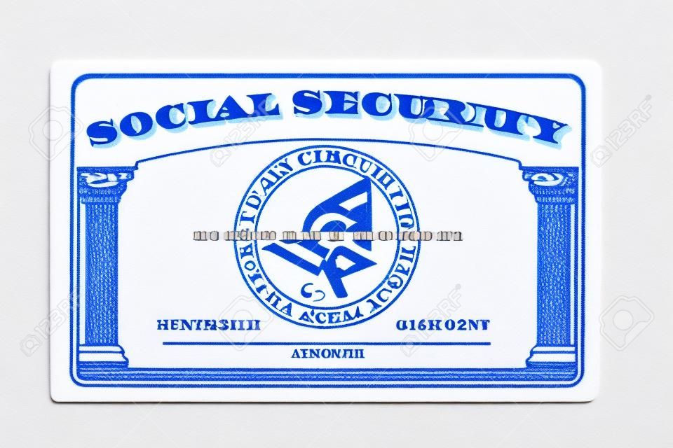 Blank social security card on a white