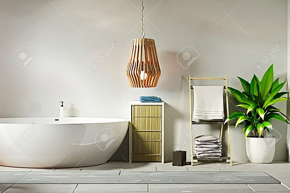 Modern Bathroom interior design on cement wall,3d rendering