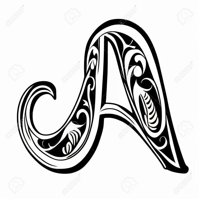 Beautiful decoration English alphabets, Gothic style, letter A