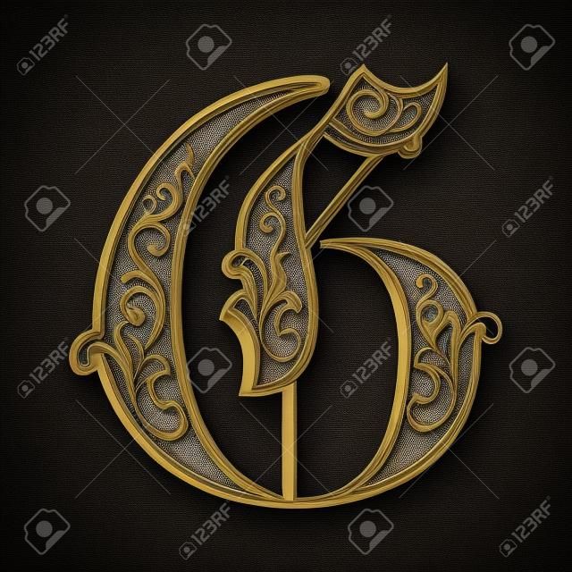 Beautiful decoration English alphabets, Gothic style, letter G