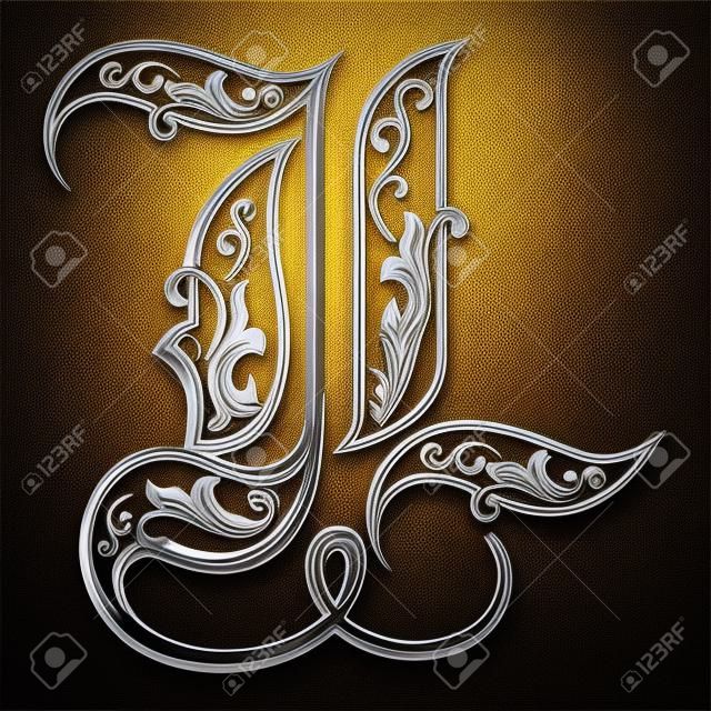 ゴシック様式の美しい装飾英語アルファベット手紙 L