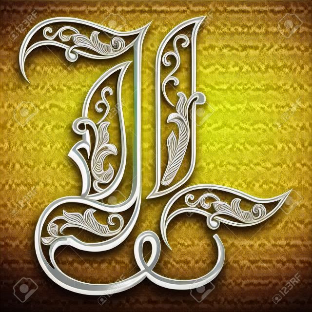 Güzel dekorasyon İngilizce alfabe, Gotik tarzı, L harfi