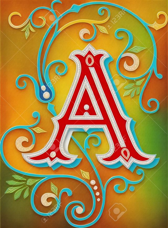 Güzel dekore edilmiş İngilizce alfabe, mektup A