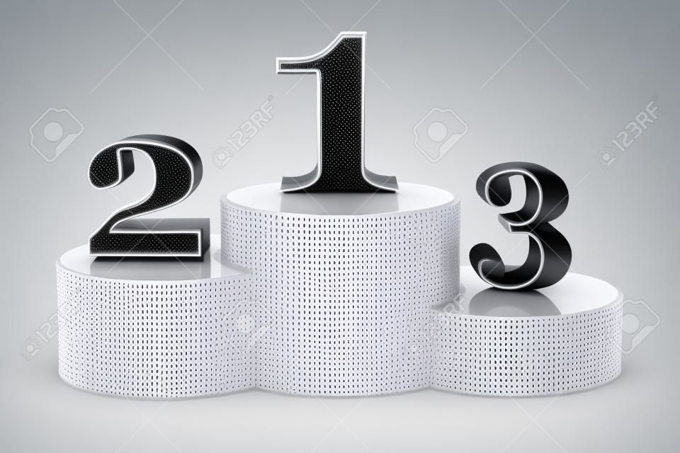 Podium with numbers of places on white isolated background