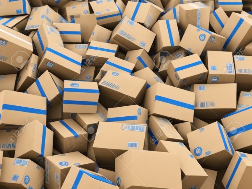 纸箱包装箱或包裹堆栈概念背景3D