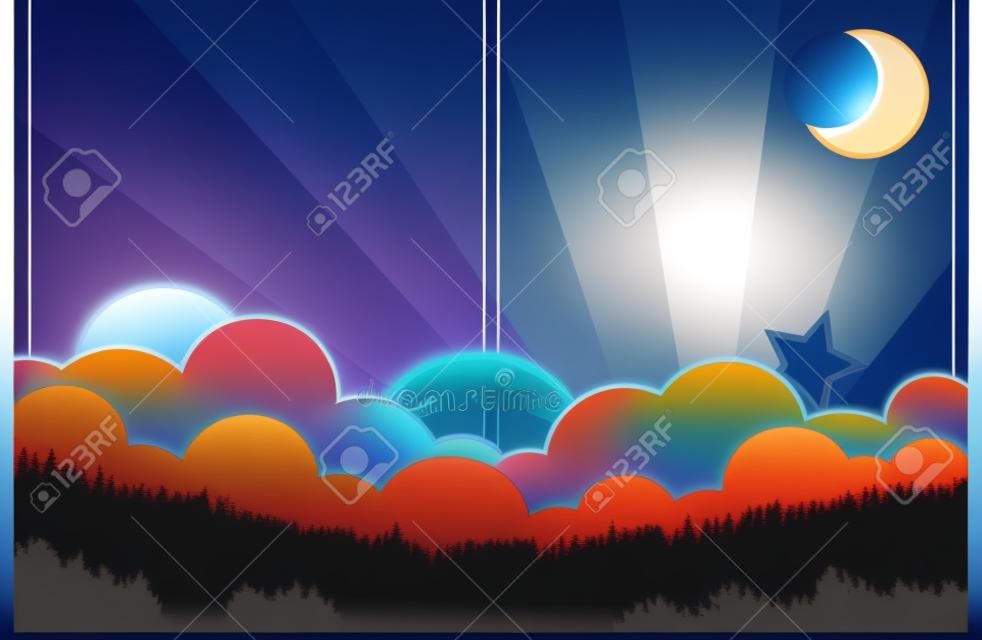 day and night background vector illustration