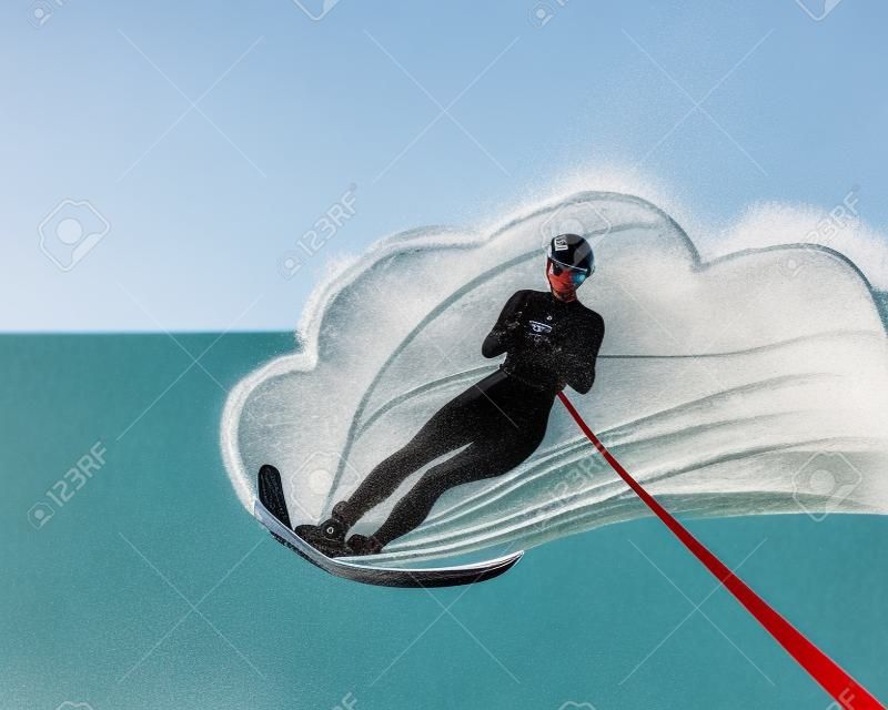 esquiador de água deslizando na superfície da água