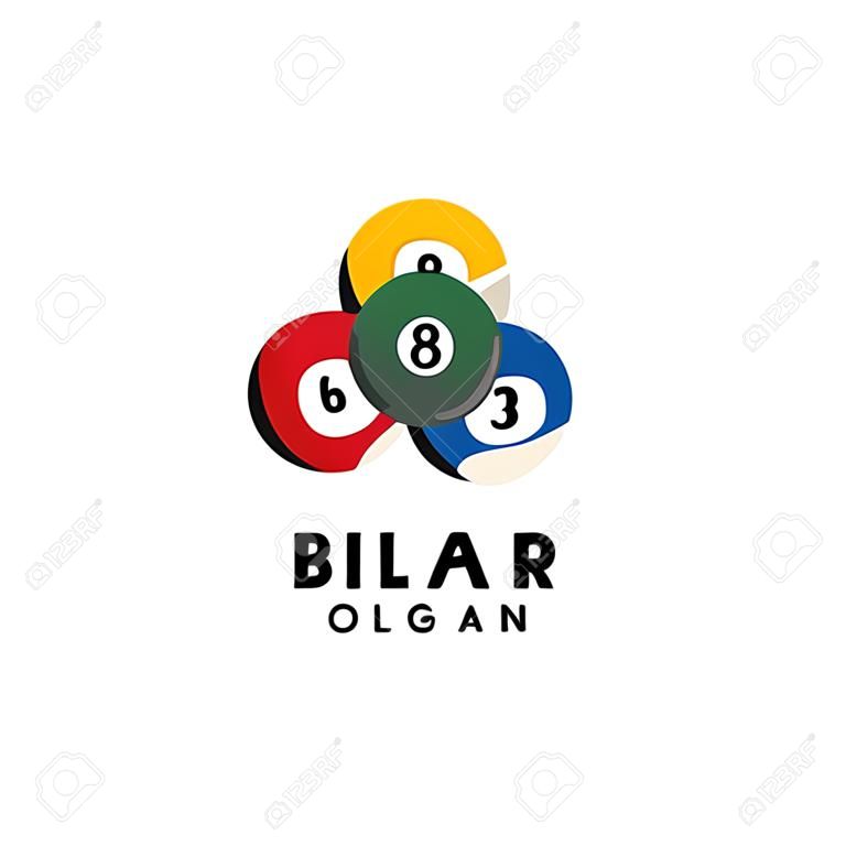 Billiard Logo Minimalist Design Ball and Stick Symbol Illustration Template
