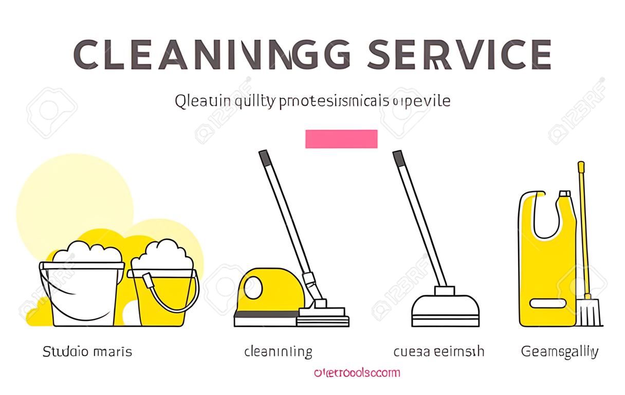Ilustración de vector de servicio de limpieza para web