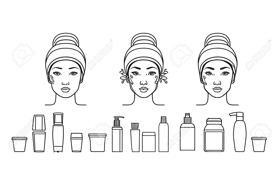 Icone vettoriali per la cura della pelle del viso