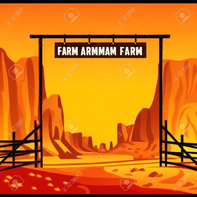 Векторные иллюстрации из ворот фермы на Диком Западе