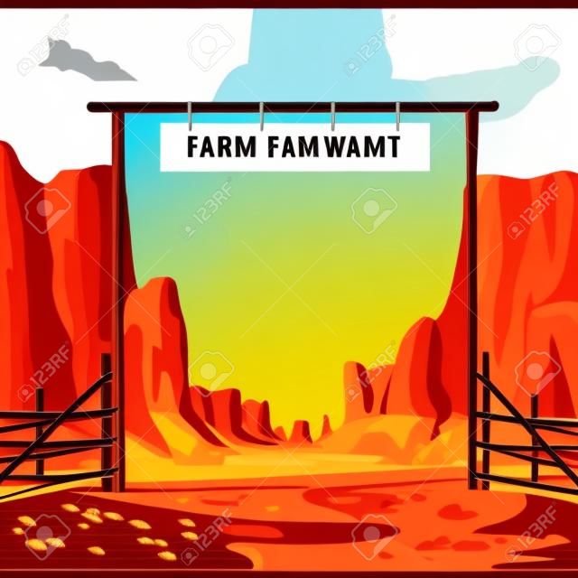 Векторные иллюстрации из ворот фермы на Диком Западе