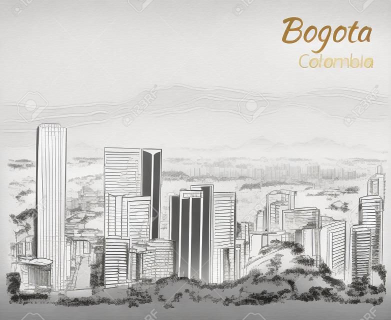 Vista panoramica di Bogota. Schizzo. Isolato su sfondo bianco