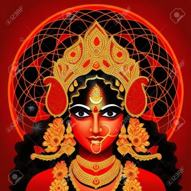 Indian Hindi goddess Kali. Vector illustration.