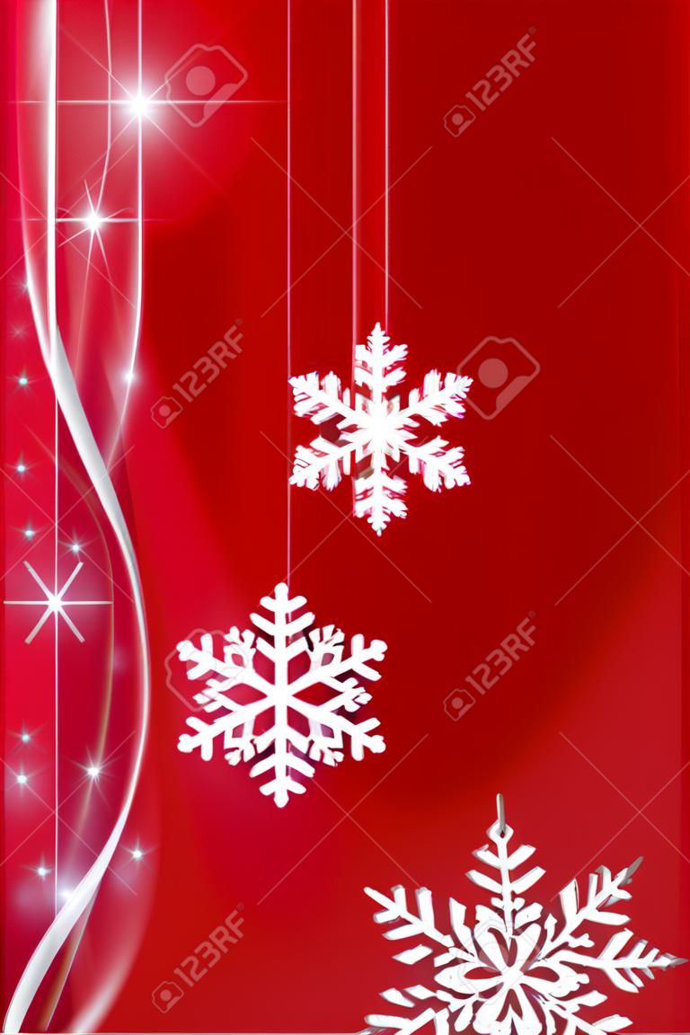 Noël de fond pour vos dessins en rouge avec des remous et des flocons de neige