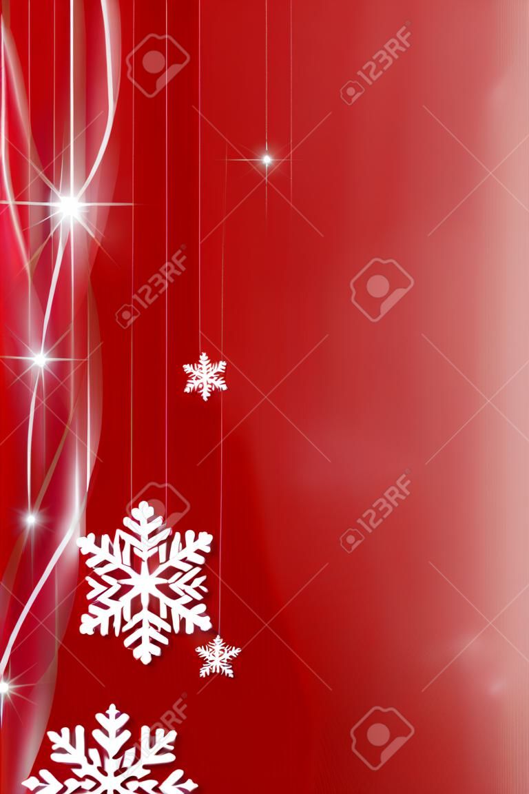 Navidad de fondo para sus diseños en rojo con remolinos y copos de nieve
