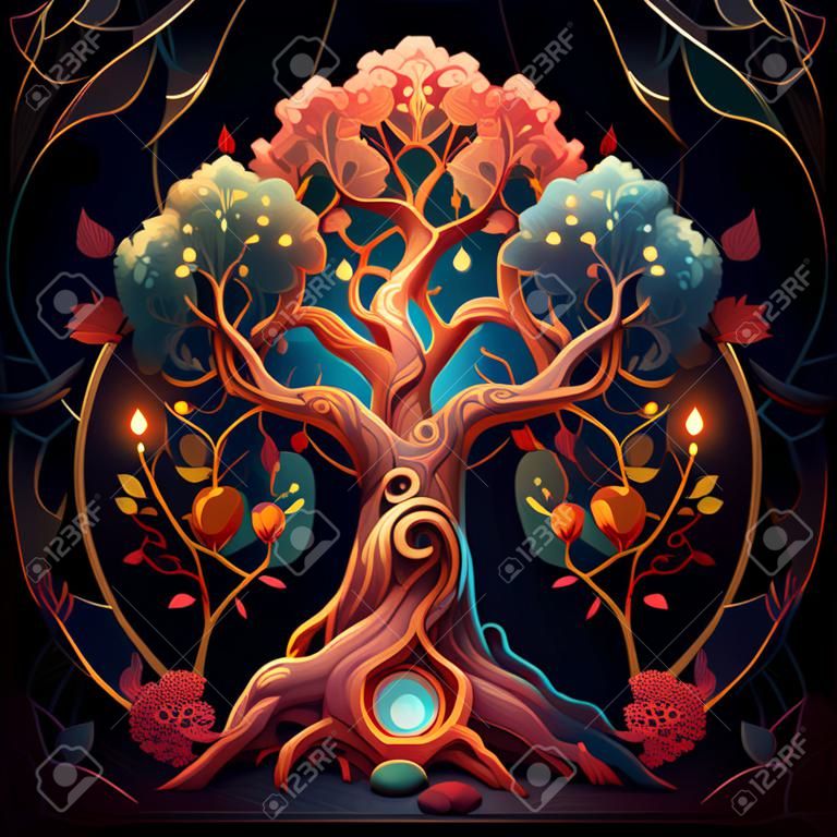 Illustration d'arbre orné
