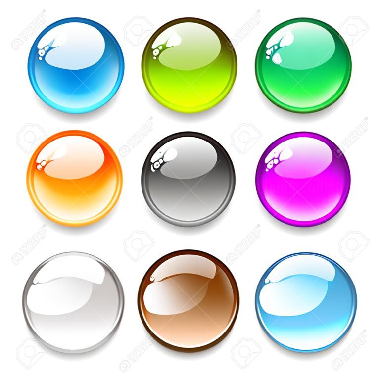 Set of glossy round sphere button icons
