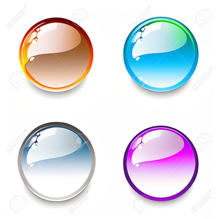 Set of glossy round sphere button icons