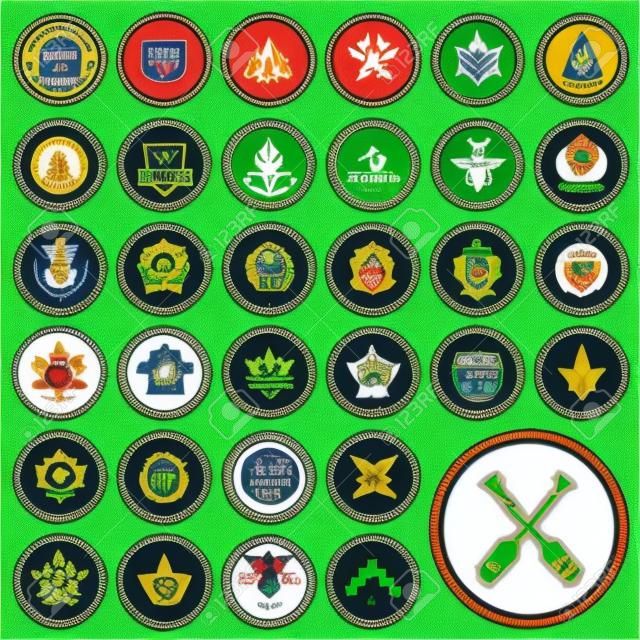 Conjunto de insignias de mérito scouts para actividades al aire libre y académico
