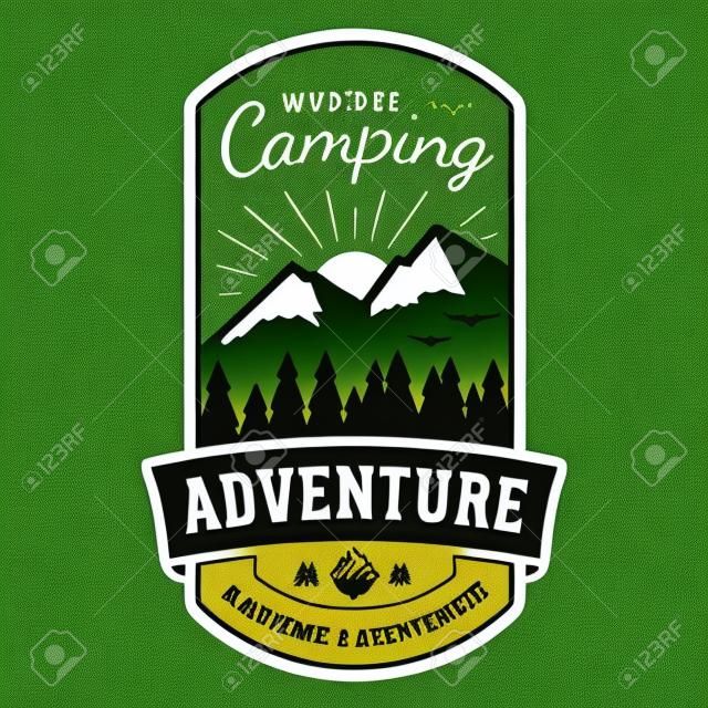 Acampar aventura salvaje insignia diseño gráfico del emblema