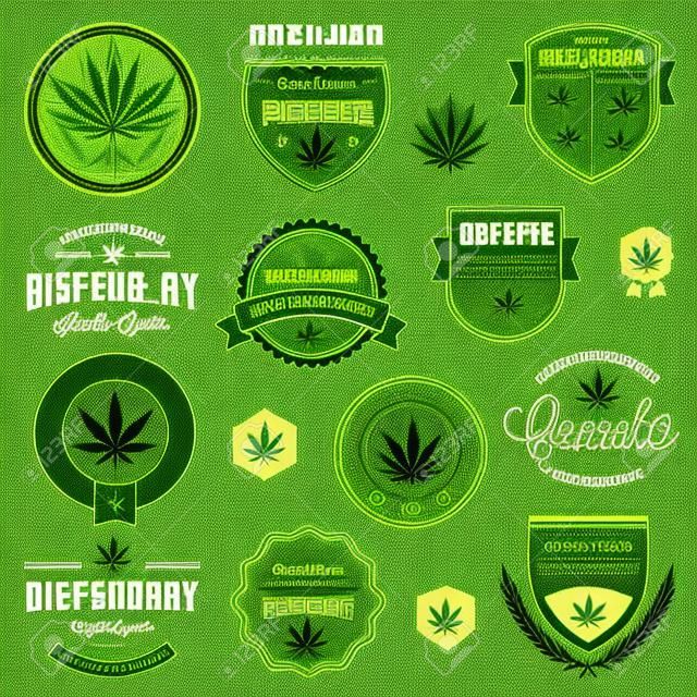 大麻锅产品标签和图形集