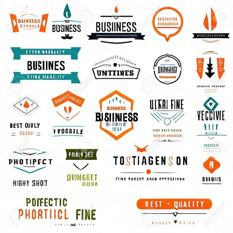 Set di grafici segno aziendale e disegni di testo