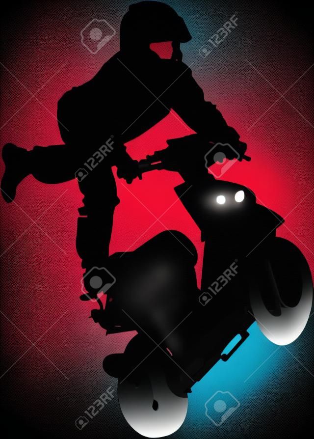 vector image of trick on scooter