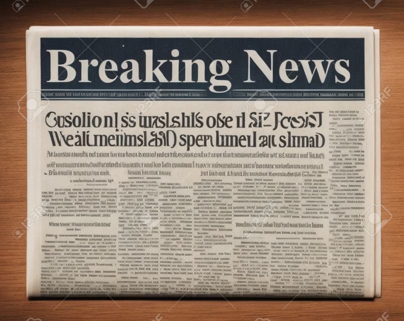 Breaking news title on newspaper