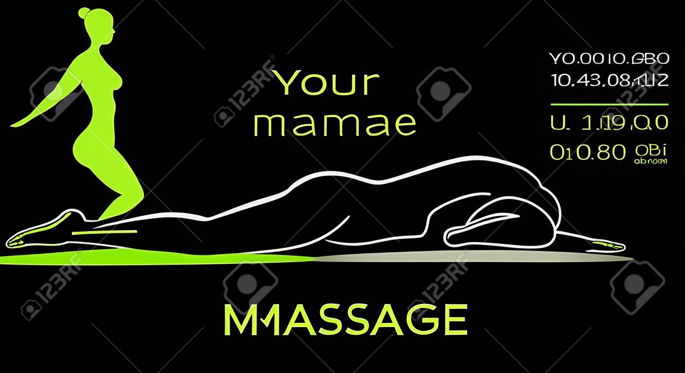 Vettore di biglietto da visita maschio di massaggio