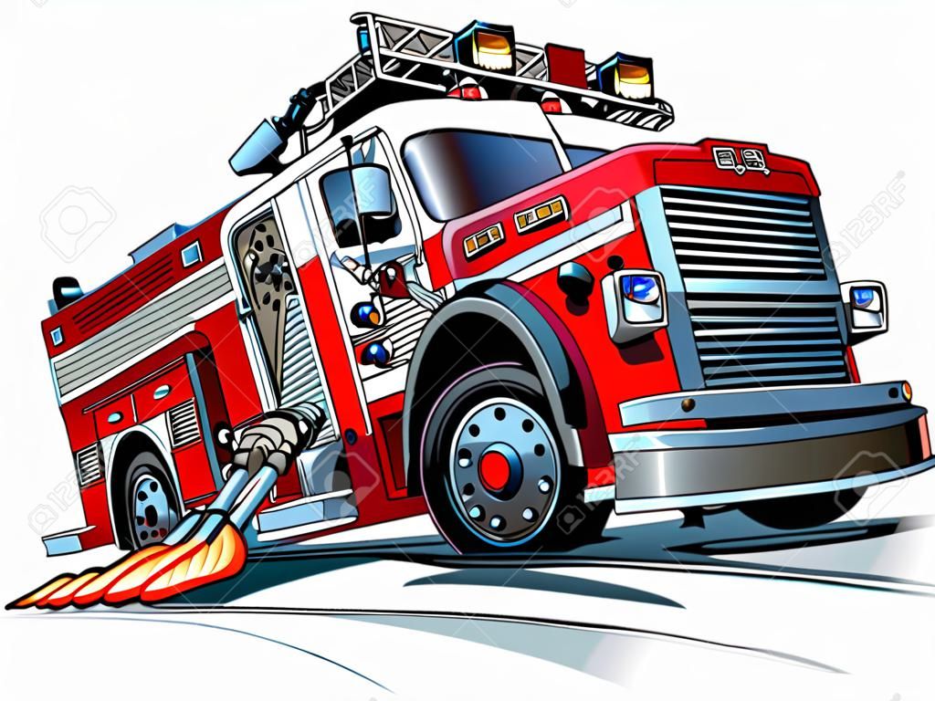 Vector Cartoon caminhão de bombeiros Hotrod