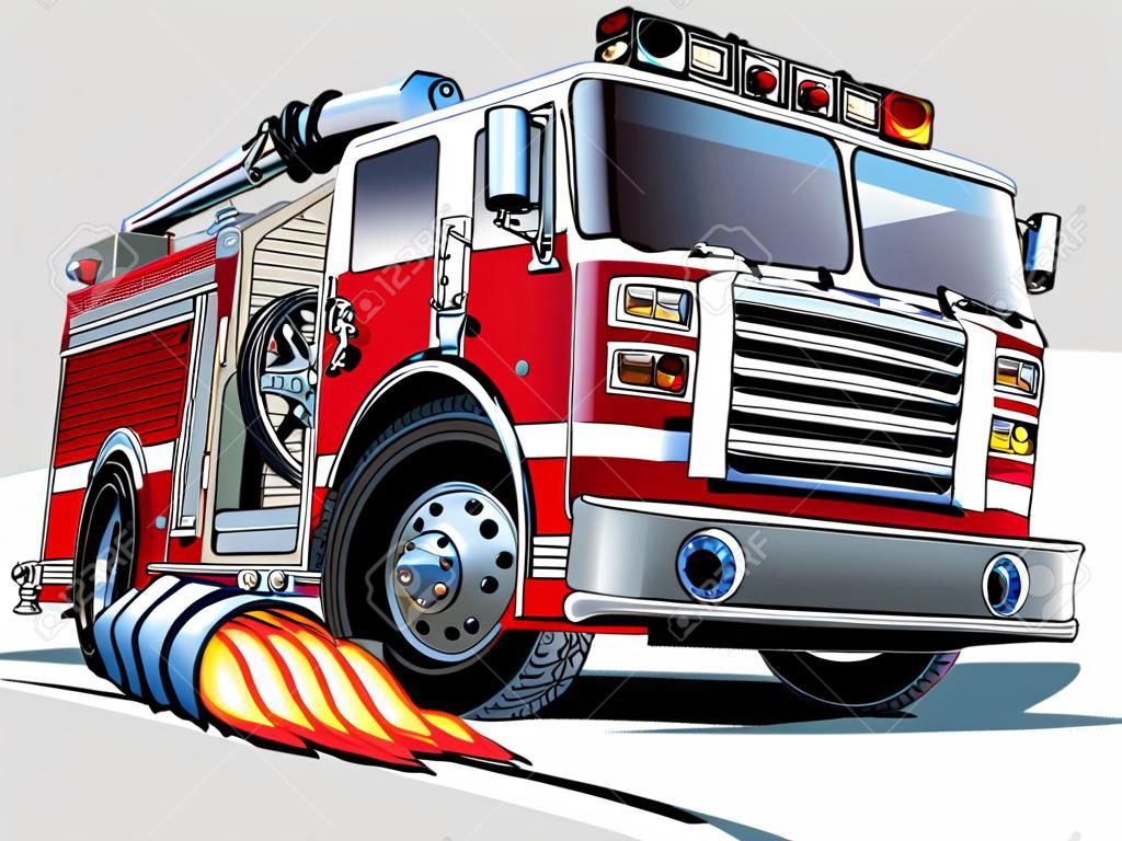 Vector Cartoon Fire Truck Hotrod