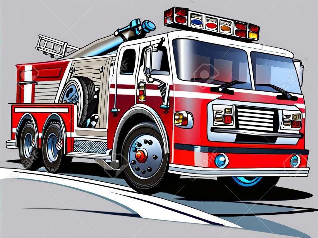Vector Cartoon caminhão de bombeiros Hotrod