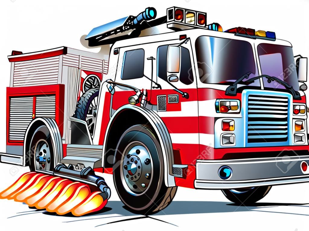 Vector Cartoon Fire Truck Hotrod