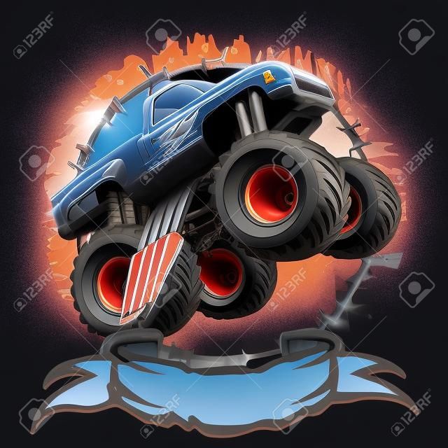 Karikatür Monster Truck. One-click çizilecek.