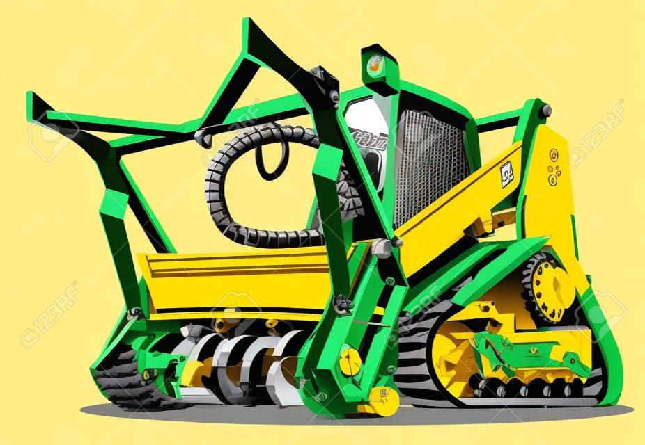 Vector Cartoon Mulcher Traktor.