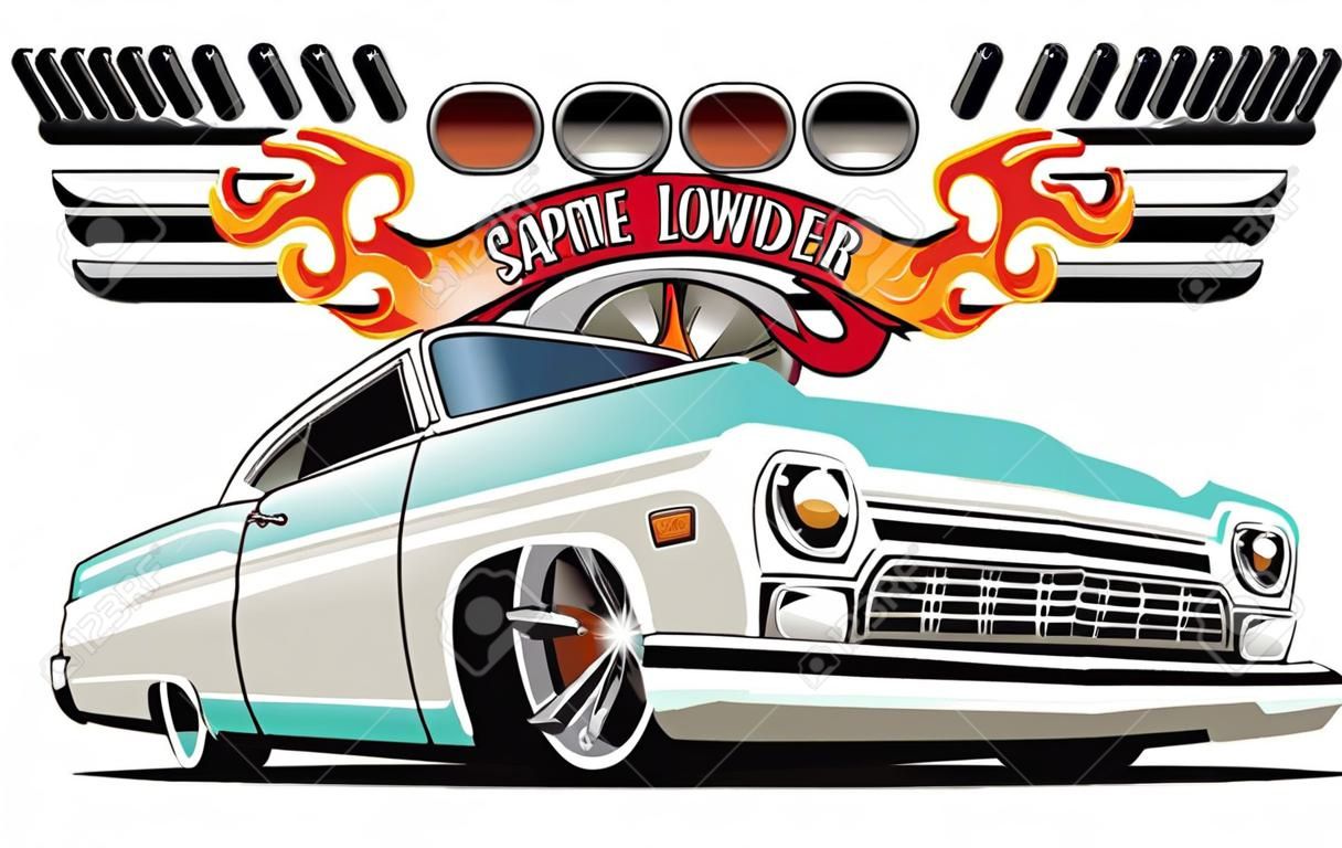 Vector cartoon Lowrider. Available separated by groups and layers with transparency effects for one-click repaint