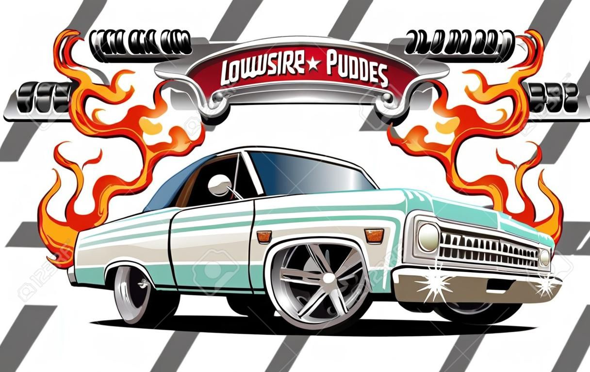 Vector cartoon Lowrider. Available separated by groups and layers with transparency effects for one-click repaint